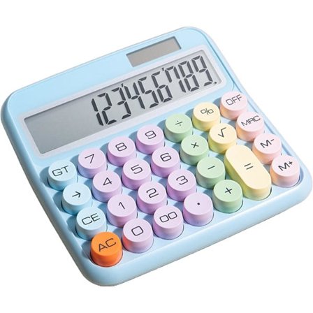 12-sifret standardkalkulator med stor LCD-skjerm, sol- og batteridrevet, bordkalkulator (batteri ikke inkludert)