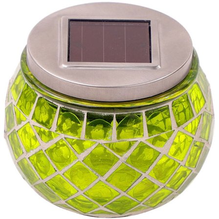 Solglaskula ljusmosaik LED trädgårdslampa, bordsnattlampa för innergårdsträdgårdsdekoration gul mosaik