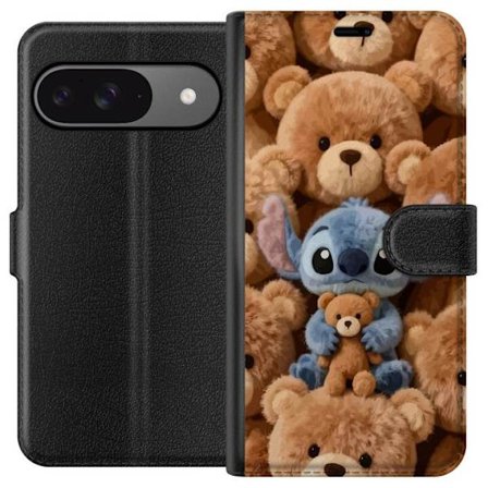 Kompatibel Tegnebogsetui til Google Pixel 9 Pro Stitch omgivet af brune teddybjørne med en lille teddybjørn i armene i en sød og hyggelig kawaii-desig