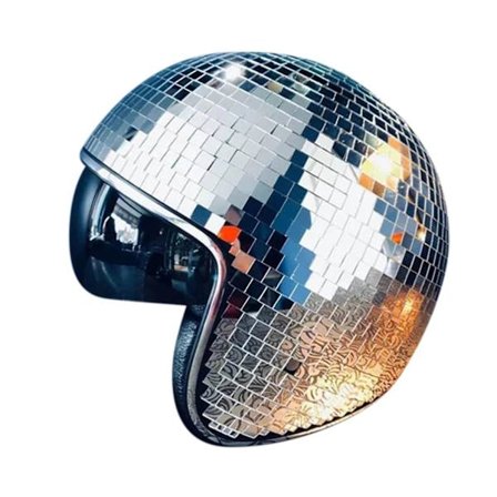 Disco Ball Hjelm Med Inntrekkbar Visir For 2022 Nattklubb Kule Rekvisitter(Sølv)