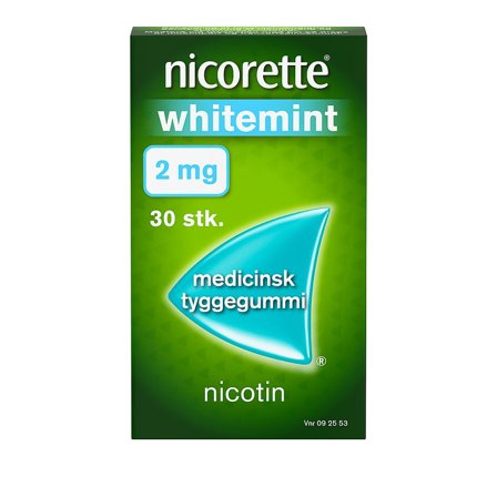 Nicorette Whitemint 2 mg medicinsk tyggegummi 30 stk., Medicin & Pleje, Rygestop, Nikotintyggegummi