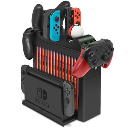 Spelkonsol Gamepad Förvaringstorn Ställ för Nintendo Switch OLED, Svart