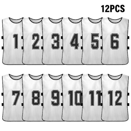Vita fotbollsträningsvästar med nummer, 12-pack, för vuxna, B-yuhao