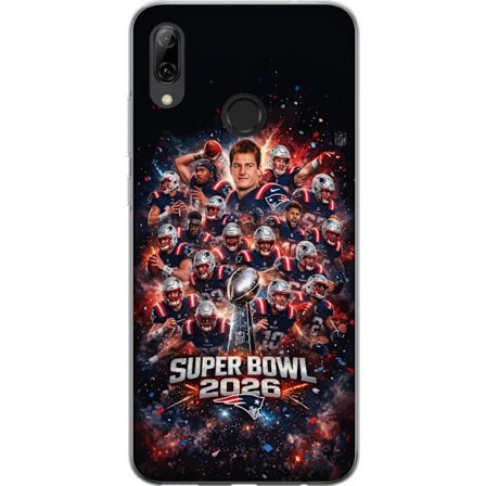 Kompatibelt Mobildeksel til Huawei P smart 2019 Super Bowl 2026 plakat med New England Patriots og NFL-trofe i eksplosiv sportsdesign