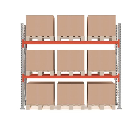 Palettenregal ULTIMATE, Grundmodul, 2500 x 2750 x 1100 mm, 9 Paletten à 500 kg