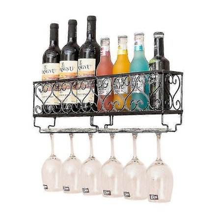 EVAGO Seinälle asennettava viinipulloteline Kotitalous Seinälle asennettava jalallisten lasien pidike (VAIN PIDIKE)