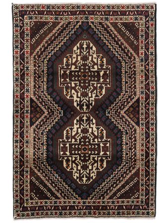 Hand Knotted Persian Afshar Shahre Babak Rug 85X125 Black/Brown