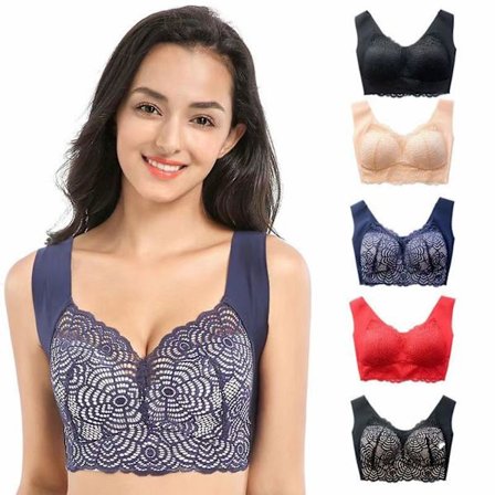 Lift Stretch Full Figure Seamless Lace Cut Out Bra Soft Seamless Sleep Bra Sport Bra Rød