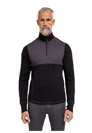 Dovre Midlayer Undertröja | 100% Merinoull Svart/grå Underlinnen & t-shirts Herr Svart L