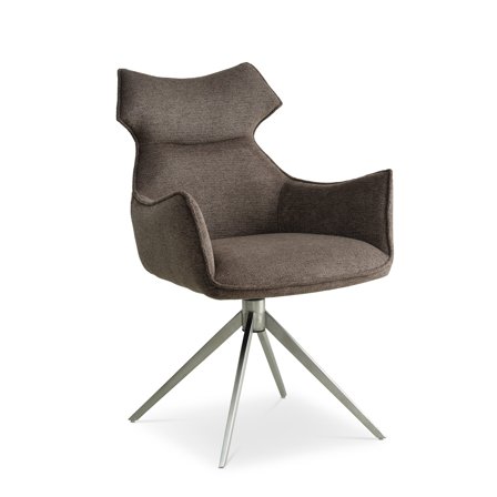 Liva Spisebordsstol Brun med Armlæn & Drejefunktion, Krom Stel, Elegant Design - Mål: 62x64x90cm - Perfekt til Spisestue og Kontor