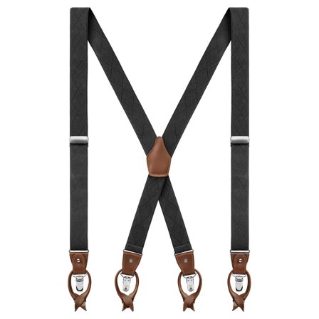 Vexel | Rookgrijze X-vormige Bretels met Diamantpatroon voor mannen - Bretels met clips