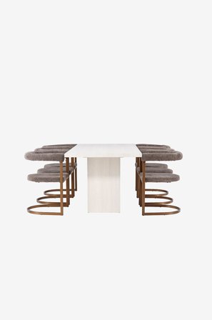 Venture Home - Spisegruppe Olga med 6 stk stoler Morning - Hvit - Spisegruppe 6 personer - Fra Homeroom