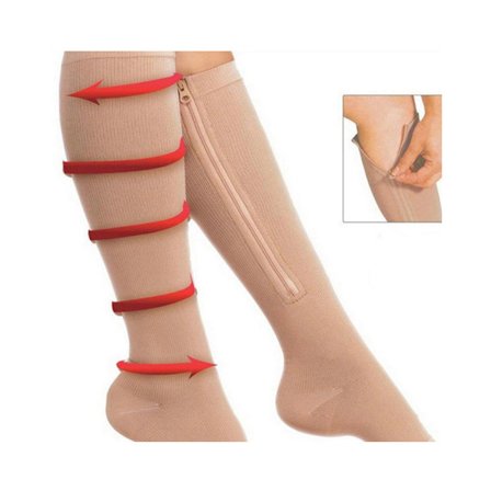 Støttestrømper med lynlås S/M (Sorte)