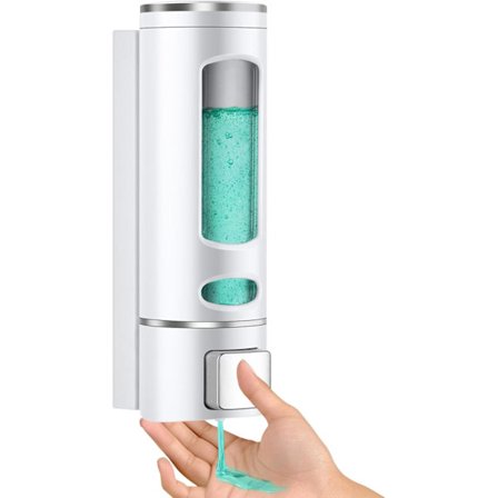 Vægmonteret sæbedispenser, 400 ml sæbedispenser, genopfyldelig shower gel dispenser, sæbedispenser til shampoo, shower gel, flydende sæbe, balsam