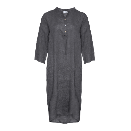 Tiffany 18970p, Long Shirt Dress With Pocket, Linen - Dark Grey Klänningar Dam Grå L-XL