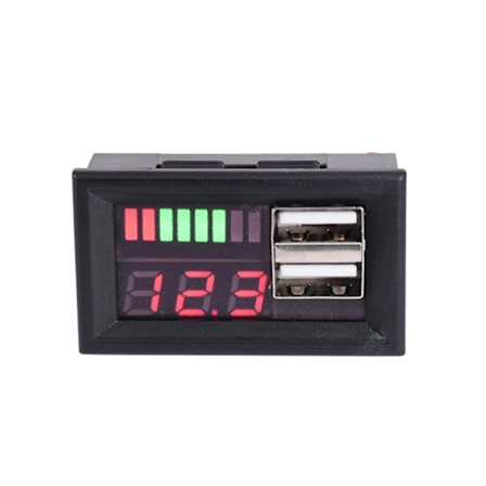 12V LED Panel Digital Voltmeter Dual USB Voltage Display Meter til Motorcykel