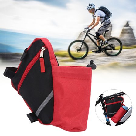 Cykel Triangelväska Nylon Mountainbike Triangel Sadelramväska för Vattenflaska Små Föremål Förvaring Röd