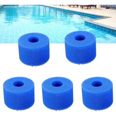 5-pak Svømmepøl filter svamp, erstatnings skumfilter, til Intex S1 filter svamperør Vaskbar og genanvendelig bio svamp (blå)