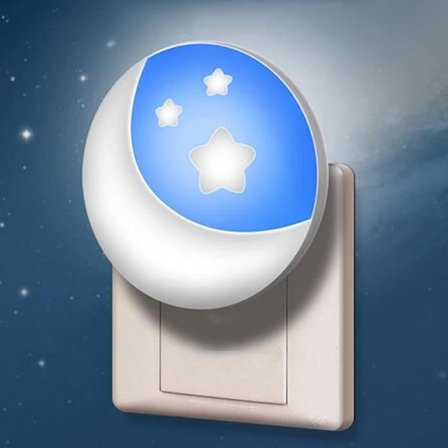 Børne Natlampe til Stikkontakt - 2-pak - Skumringssensor - Stjernedesign