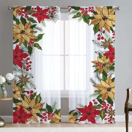Julgardiner 2pc Ljusfiltrerande Draperier Heminredning Xmas