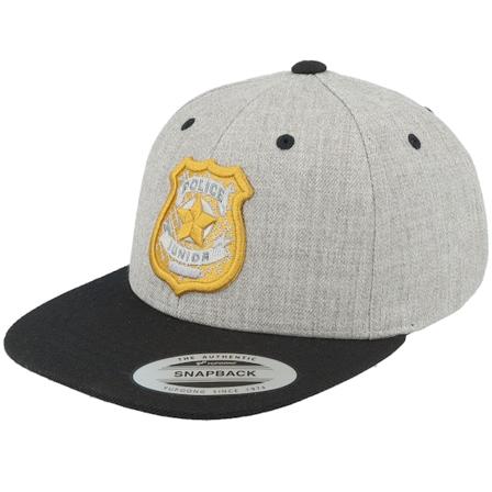 Kiddo Cap - Kids 3d Police Badge Junior Heather Grey/Black Snapback Snapback Grey Cap - @ Hatstore