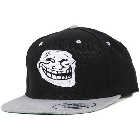 Iconic - Svart snapback Keps - Trollface Black/White Snapback @ Hatstore
