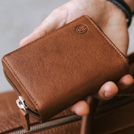 Tan California Leather Card Holder for Men - Card Holders
