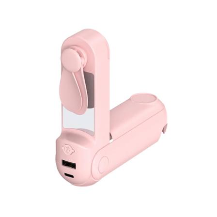 Håndholdt Mini 3 I 1 Håndventilator Bærbar USB Genopladelig Lille Lommeventilator Batteridrevet med Powerbank Pink