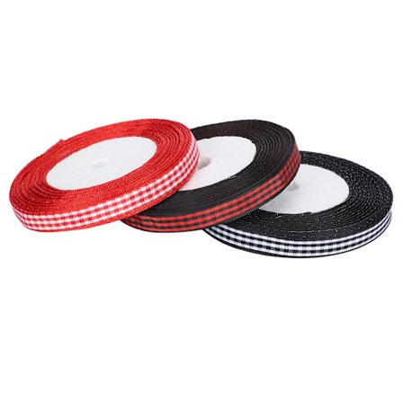 3 stk. ternet bånd, ternet stof, julegaveindpakning, julehåndværksdekoration