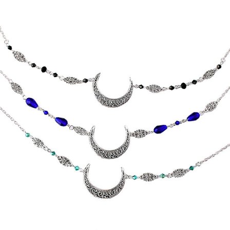 Boheme Hovedkæde Måne Vedhæng Hovedkæde Halvmåne Hovedbeklædning Retro Krystal Indlagt Gave