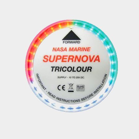 Top-mounted combination navigation light NASA Marine Instruments Supernova Combi Tri, 2.4 W, 10 - 20 V, 112.5°/112.5°/135°, polycarbonate, 113 x Ø91 