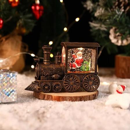 Joulupukki Lumiukko Joulu Lahja joulu aatto musiikki laatikko juna musiikki laatikko kristalli pallo koristeet