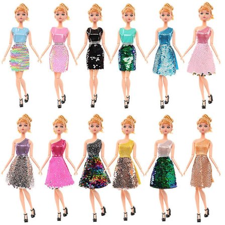 2024 30cm Dukke Sequin Kjole Barbie Klæd-Op Legetøjs Hus Kjole Sæt Køb 5 Få 1 Gratis