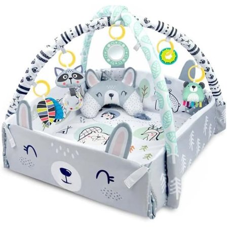 Baby Aktivitetsmåtte - 4-i-1 aftagelig hængende legetøj - økomåtte og legetøj