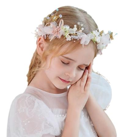 Super Fairy Pearl Crown Hår Tilbehør Lille Pige Garland Streamer Hovedbånd Fødselsdag Performance Hoved Blomst