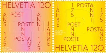 Schweiz - Swiss Post 175 år - Postfrisk sæt 2v