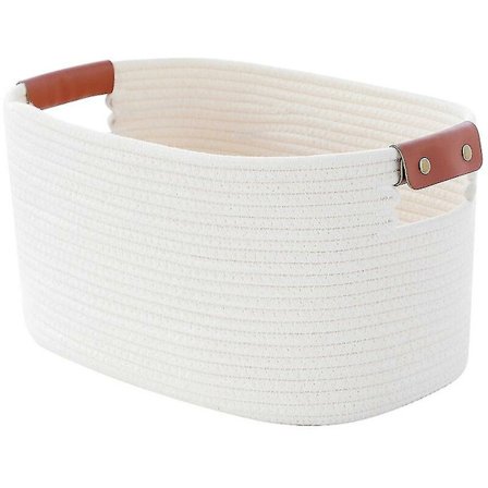 Puuvillaköysi säilytyskori punottu kori kahvoilla kori vauvan vaipat ja lelujen järjestäjä -valkoinen
