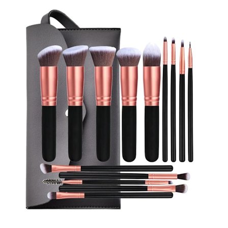 14 stk syntetiske profesjonelle sminkekoster kosmetiske foundationkoster sett blending blush eyeliner ansiktspudder sminkekoster sett