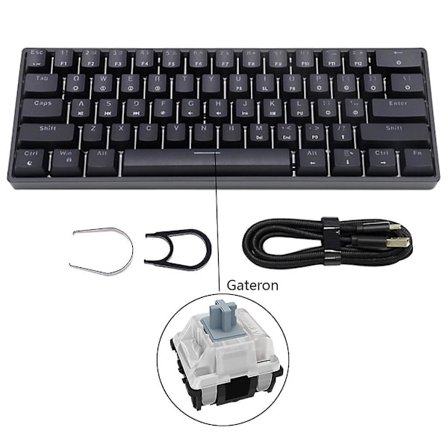 SK61 Mekanisk Gaming Kablet Tastatur Foldbar Brakett for Windows Gaming PC svart tastatur-sølv gateron