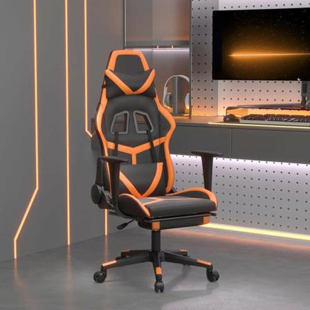Vidaxl Gamingstol Med Fotstöd Svart Och Orange Konstläder Svart