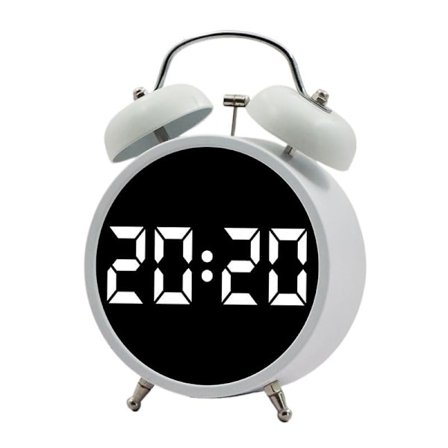ABS LED Elektronisk Vækkeur med Mekanisk Ringetone til at Vække Studerende (Hvid)