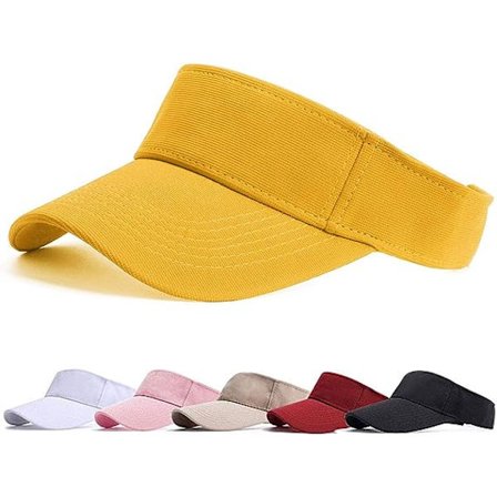 Solskjerm Dame - Golfcaps, Solskjermer Solhatt Justerbar Herre Sportshatt for Golf Sykling Fiske Tennis Løping Golfklær (Gul)