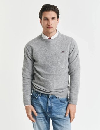 GANT Superfine Lambswool C-Neck - Grey - S