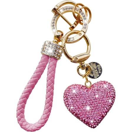 Krystal nøglering til kvinder med glitrende rhinstenhjerteform, smukke nøgleringe til kvinder og piger