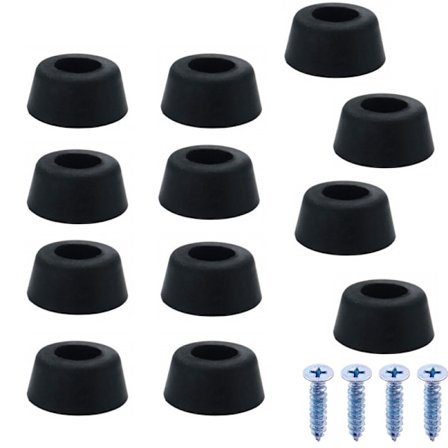 50-pack runda gummifötter med skruvar, lämpliga för bord och soffor.