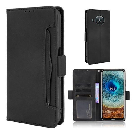 Nokia X10 / Nokia X20 moderni nahkainen lompakkokotelo - Musta