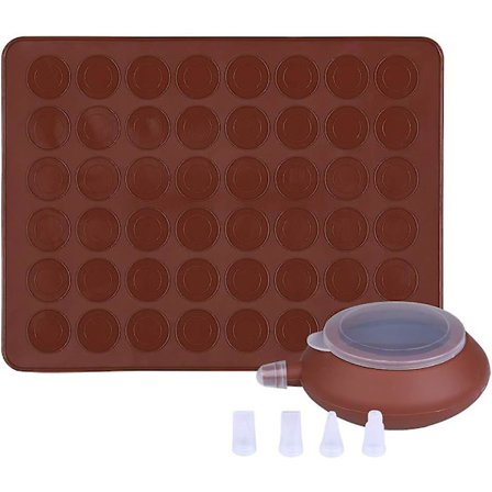 48-kapacitets Non Stick Silikon Macaron Bakmatta, Non-stick Silikon Macaron Bakform Set, kapacitet Macaroon Kit