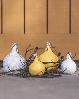 Dekoration Høne Cracked Gul