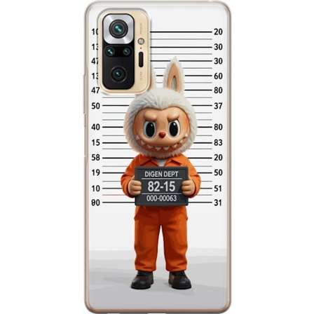 Kompatibelt Mobildeksel til Xiaomi Xiaomi Redmi Note 10 Pro Søt tegnet kaninfigur i fengselsklær med fangenummer mot bakgrunn med lengdemåling