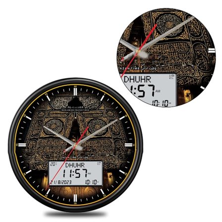 13 tommer Stort Skærm Digitalt Vægur Azan Ur med Temperatur Dato Uge Visning Retro Timing Ur Boligindretning